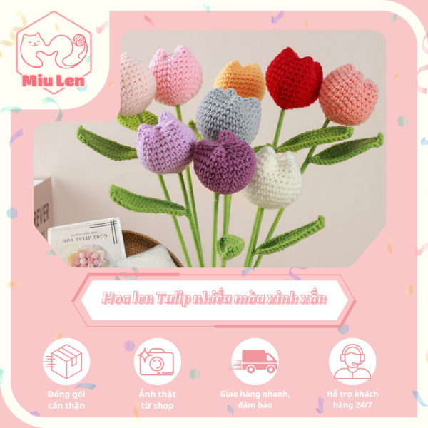 Hoa Tulip Len Handmade