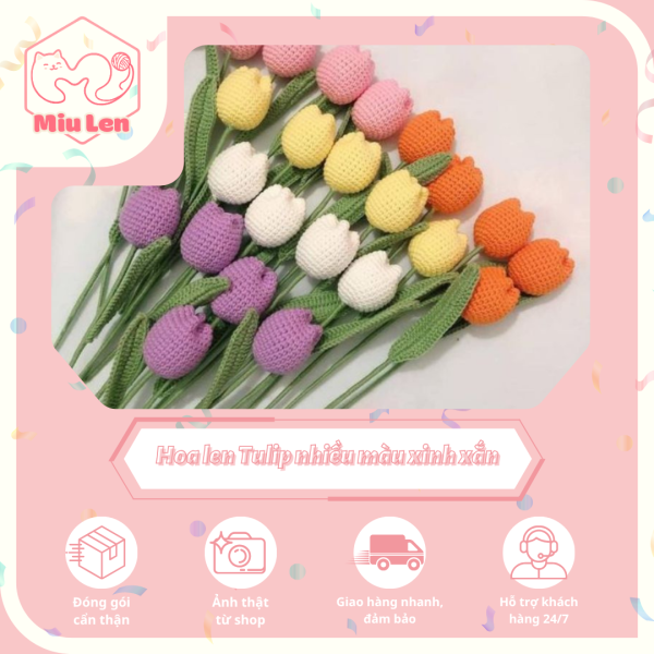 Hoa Tulip Len Handmade