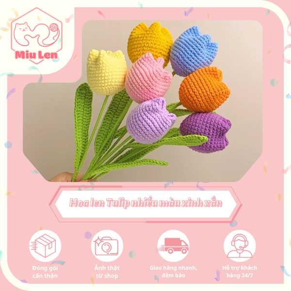 Hoa Tulip Len Handmade