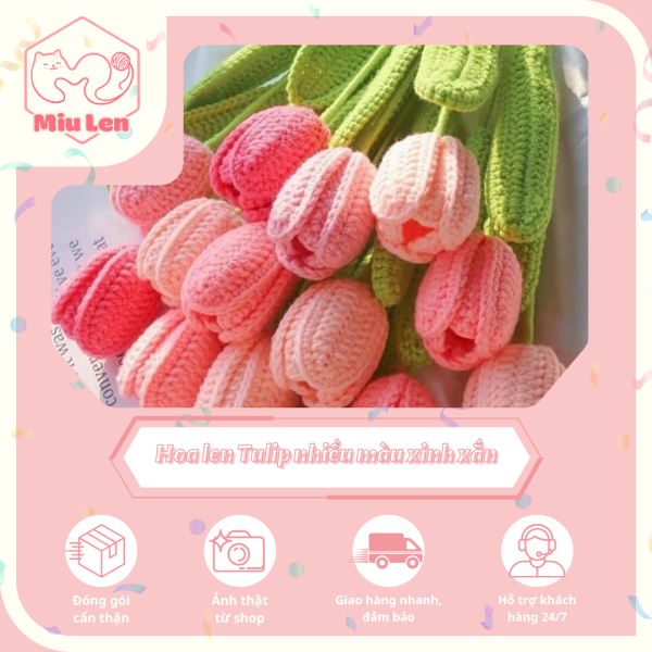 Hoa Tulip Len Handmade