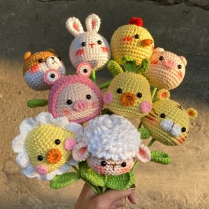 bó hoa len thú dễ thương