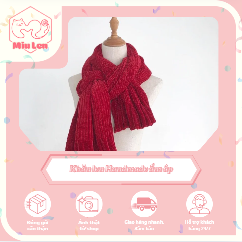 Khan-len-mua-đong mau-đo-handmade giu-am-co cho-nu– Miu Len